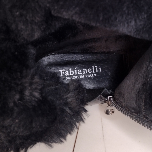 Fabianelli Black Leather Faux Fur Side Zipper Ankle Booties Sz 8 - Picture 15 of 15